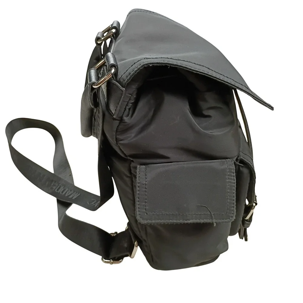 Madden NYC Backpack Women‎ Small Black Good Nylon Mini Buckle Straps Utility